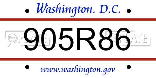 905R86 District Of Columbia License Plate