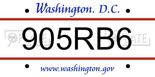 905RB6 District Of Columbia License Plate