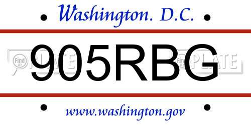 905RBG District Of Columbia License Plate