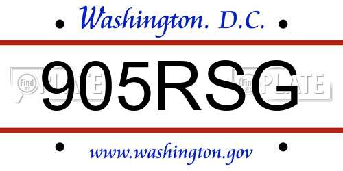 905RSG District Of Columbia License Plate
