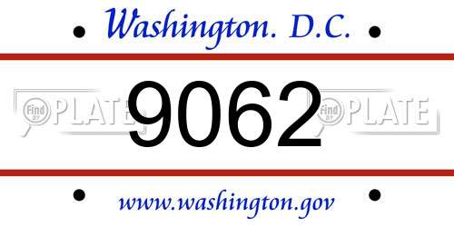 9062 District Of Columbia License Plate