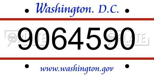 9064590 District Of Columbia License Plate