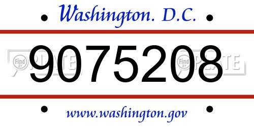 9075208 District Of Columbia License Plate