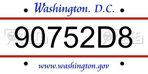 90752D8 District Of Columbia License Plate