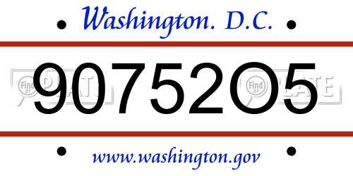 90752O5 District Of Columbia License Plate