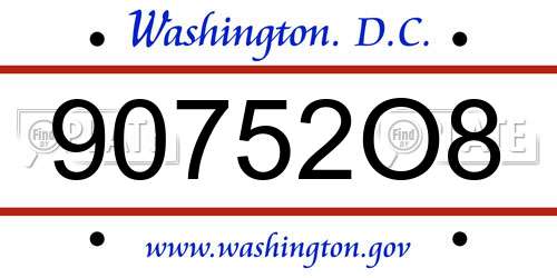 90752O8 District Of Columbia License Plate