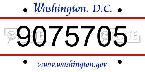 9075705 District Of Columbia License Plate