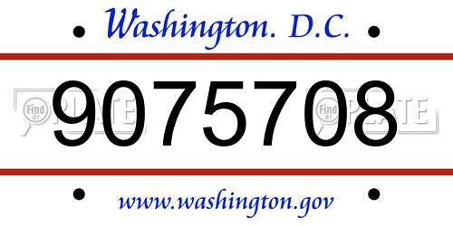 9075708 District Of Columbia License Plate