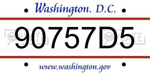 90757D5 District Of Columbia License Plate