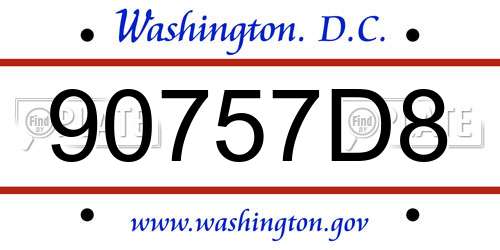 90757D8 District Of Columbia License Plate
