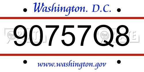 90757Q8 District Of Columbia License Plate