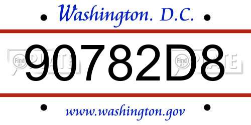 90782D8 District Of Columbia License Plate