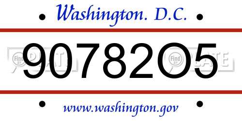 90782O5 District Of Columbia License Plate