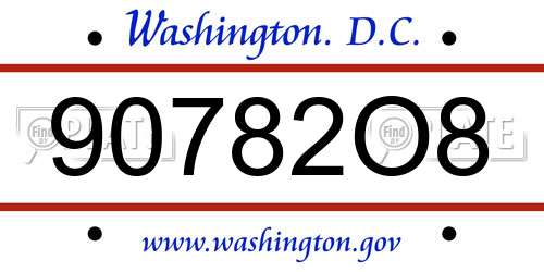 90782O8 District Of Columbia License Plate