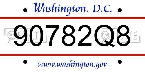 90782Q8 District Of Columbia License Plate