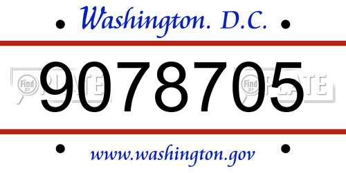 9078705 District Of Columbia License Plate