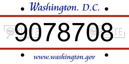 9078708 District Of Columbia License Plate