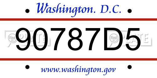 90787D5 District Of Columbia License Plate