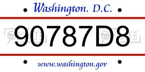 90787D8 District Of Columbia License Plate