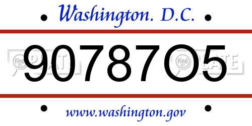 90787O5 District Of Columbia License Plate