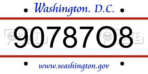 90787O8 District Of Columbia License Plate