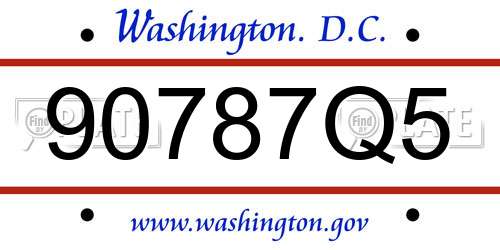 90787Q5 District Of Columbia License Plate