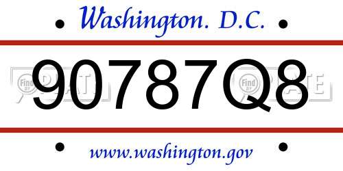 90787Q8 District Of Columbia License Plate