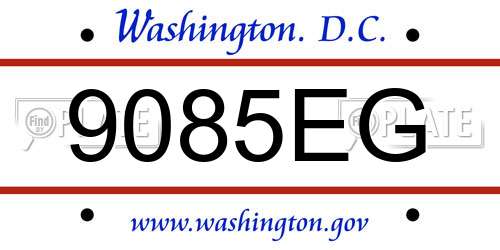 9085EG District Of Columbia License Plate