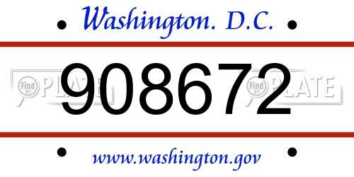 908672 District Of Columbia License Plate