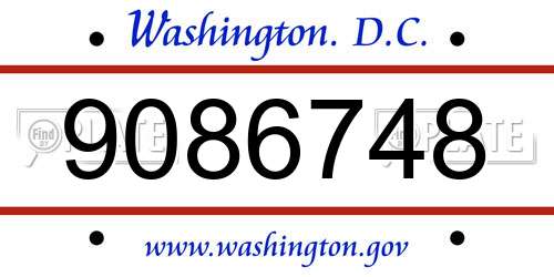 9086748 District Of Columbia License Plate