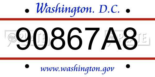 90867A8 District Of Columbia License Plate