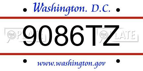 9086TZ District Of Columbia License Plate