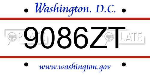 9086ZT District Of Columbia License Plate