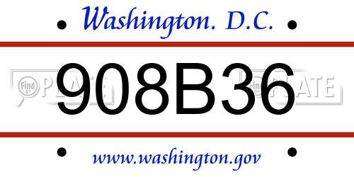 908B36 District Of Columbia License Plate