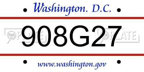 908G27 District Of Columbia License Plate