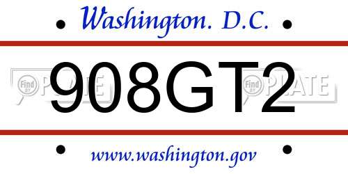 908GT2 District Of Columbia License Plate