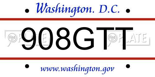 908GTT District Of Columbia License Plate