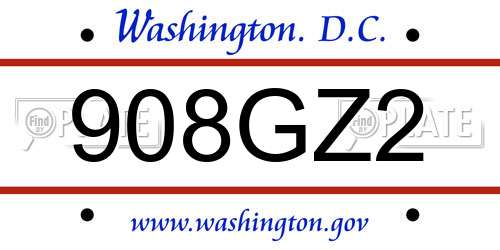 908GZ2 District Of Columbia License Plate