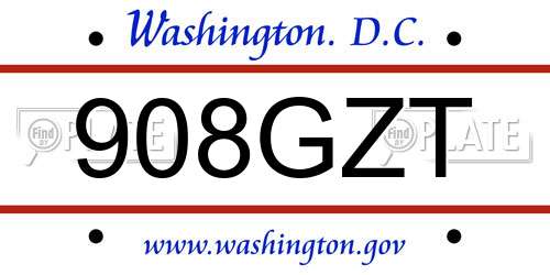 908GZT District Of Columbia License Plate