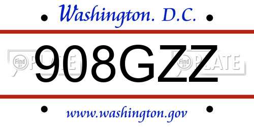 908GZZ District Of Columbia License Plate