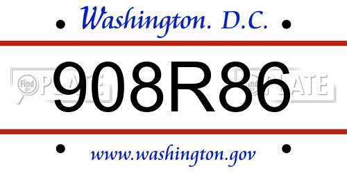 908R86 District Of Columbia License Plate