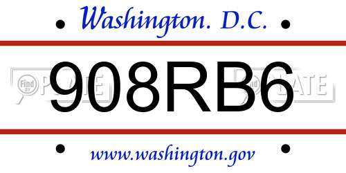 908RB6 District Of Columbia License Plate