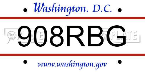 908RBG District Of Columbia License Plate