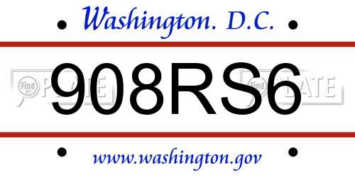 908RS6 District Of Columbia License Plate