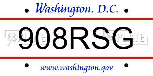 908RSG District Of Columbia License Plate