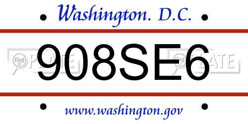 908SE6 District Of Columbia License Plate