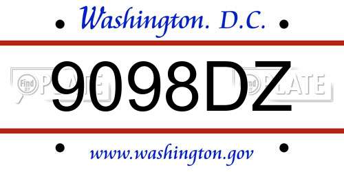 9098DZ District Of Columbia License Plate