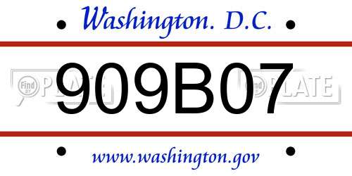 909B07 District Of Columbia License Plate