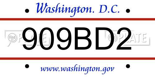 909BD2 District Of Columbia License Plate