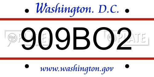 909BO2 District Of Columbia License Plate
